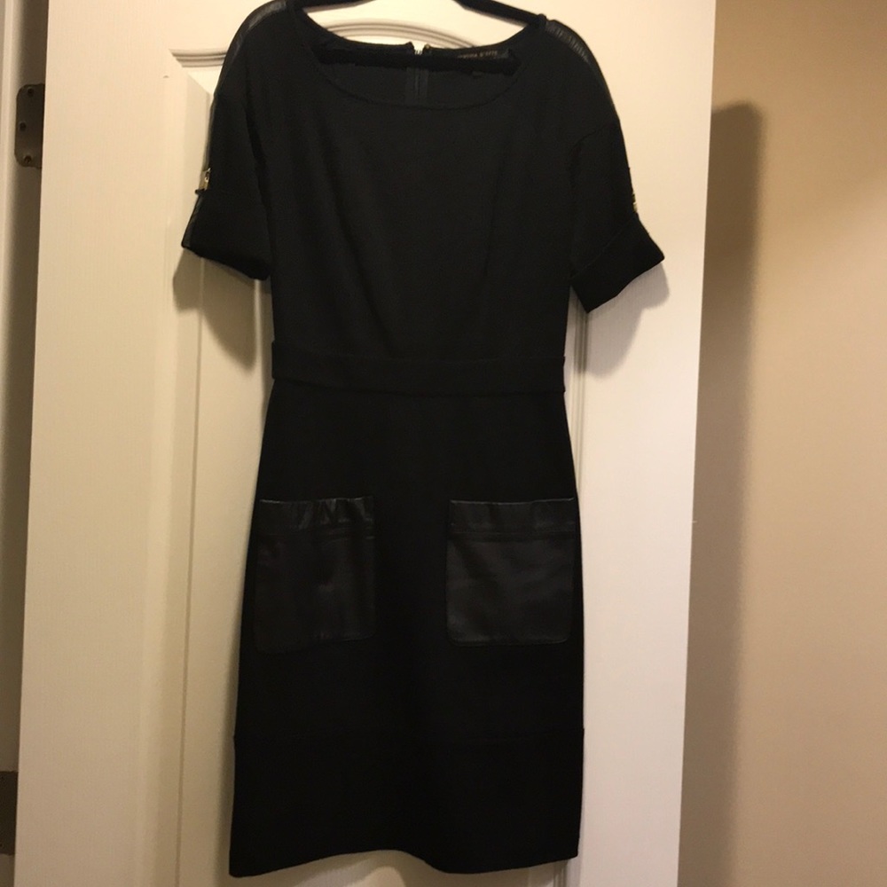 Cynthia Steffe black dress with leather details